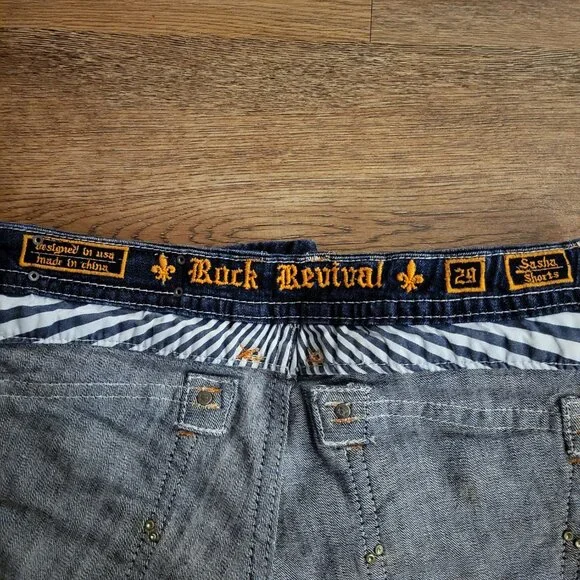 Rock Revival SASHA H32 Shorts Women's Size 29 Bling Pocket Flaps Thick Stitch - Picture 5 of 15
